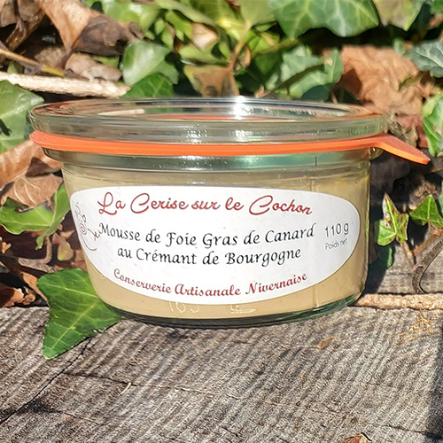 MOUSSE DE FOIE GRAS DE CANARD AU CREMANT DE BOURGOGNE 110G LA CERISE SUR LE COCHON